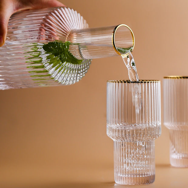 Glassware Fluted Italian Highball Glasses + Carafe Homeplistic