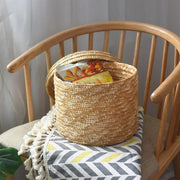 Basket Set of 3 Handmade Seagrass Woven Storage Baskets with Lid Homeplistic