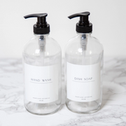 Glass Soap Dispensers with Modern Labels Homeplistic