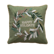 Seasonal Decor Wintertide Embroidered Linen Pillow Homeplistic