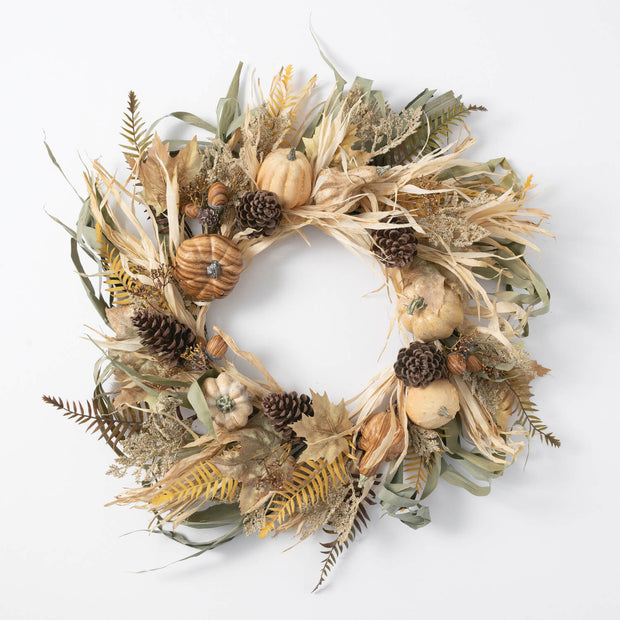 Wreaths & Garlands Husk White Pumpkin Wreath Homeplistic