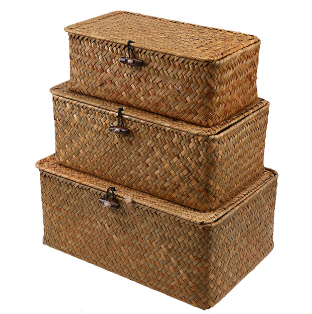 Baskets Emberly Woven Seagrass Boxes Homeplistic