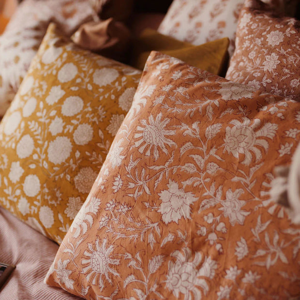 Throw Pillows Liv Floral Blockprint Pillow Cover Homeplistic