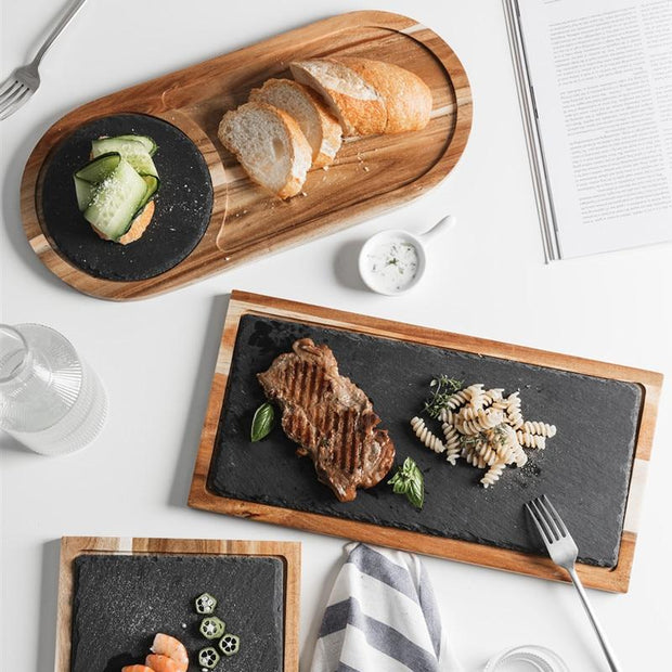 Cutlery Ena Wooden + Slate Snack Trays Homeplistic