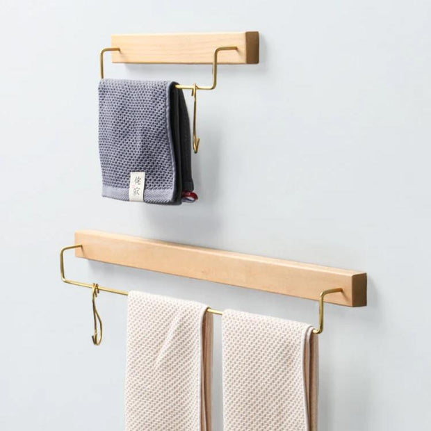 Towel Bar Vernon Wood + Brass Towel Bar Homeplistic