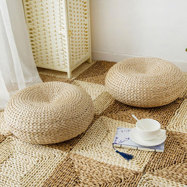 Cushion Hand-Woven Japanese Inspired Pouf Homeplistic