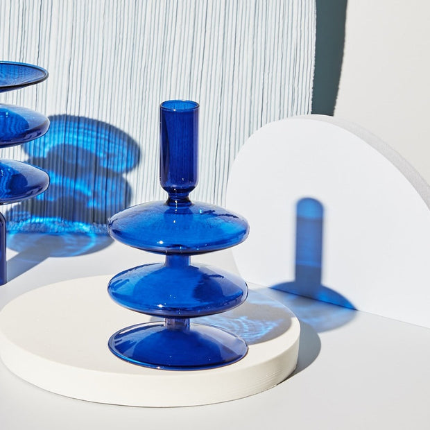 Candle Holders Cobalt Glass Candlestick Holders Homeplistic