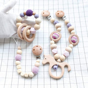 Baby Pony Wooden Stroller Chain, Rattle, and Pacifier Clip Homeplistic