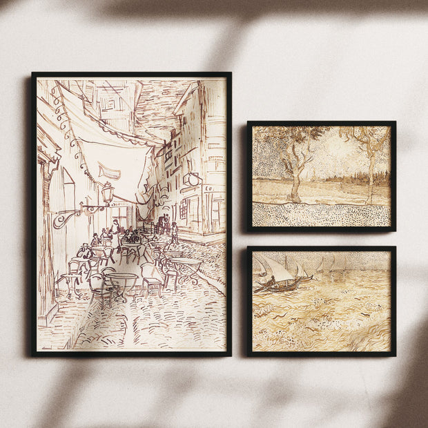 Canvas Prints Van Gogh Café Terrace at Night (Preliminary Sketch) Print Homeplistic