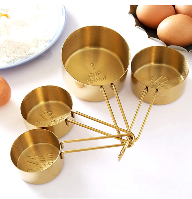 Kitchen Tools & Utensils Gold Measuring Cups + Spoons Homeplistic