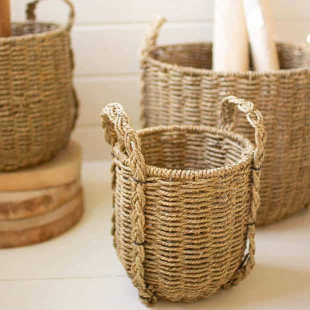 Basket Braided Seagrass Basket Set Homeplistic