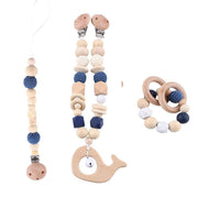 Baby Whale Wooden Stroller Chain, Rattle, and Pacifier Clip Homeplistic
