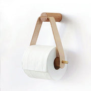 toilet paper holder Lucy - Leather + Oak Toilet Paper Holder Homeplistic