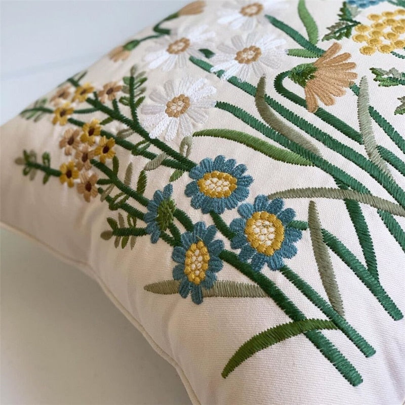 Wildflower Embroidered Pillow Cover – Homeplistic