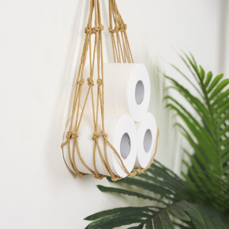 Macrame Hanging Toilet Paper Roll Holder / 11 Colors / Toilet Paper Roll  Storage / Macrame Roll Holder /boho Bathroom Accessories 