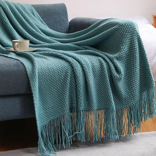 Throw Iva Knitted Fringe Throw Homeplistic