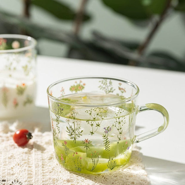 Drinkware Flora Glass Mug + Cup Homeplistic