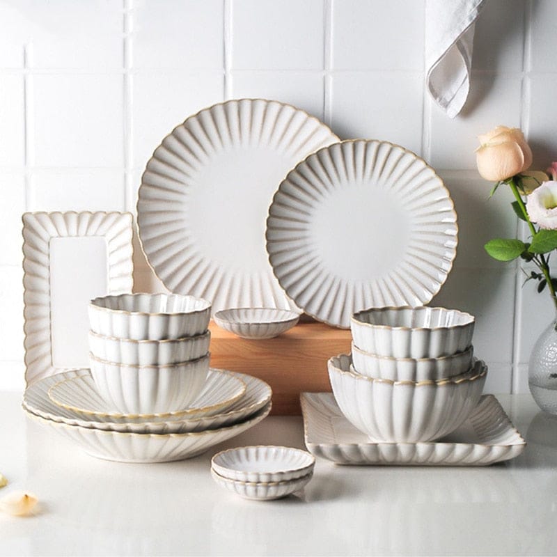 Scalloped dinnerware cheap